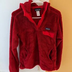 Patagonia Re-tool Fleece Half Snap Hoodie Pullover Womens Small Brick Red